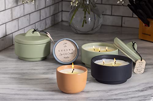 CUCINA 12 OZ SAGE Ceramic Footed Canister Candle - Wild Fern