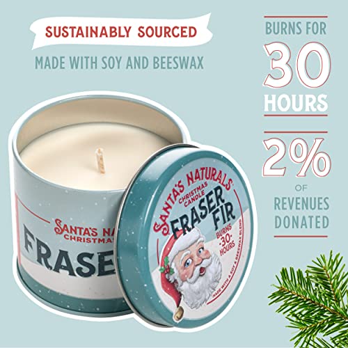 Santa's Naturals Fraser Fir Christmas Candles for Holidays & Gifts, Fresh Cut Tree Scent, Soy & Beeswax Blend, 30+Hour Burn, 9 oz, 2-Pack