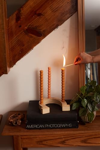 Paddywax Taper Candles Shaped Unscented Dinner Candle Set, 9.8-Inch, Burnt Orange & Peach, 4-Count