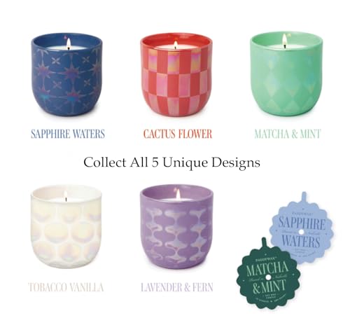 Paddywax Scented Candles Lustre Iridescent Ceramic Luxury Artisan Candle, 10-Ounce, Matte Purple - Lavender & Fern