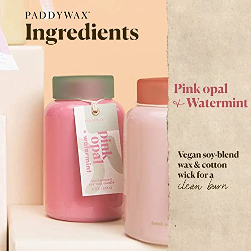 Paddywax Lolli Artisan Hand-Poured Scented Candle, 13-Ounce, Pink Opal + Water Mint