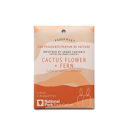 Paddywax National Parks Collection Hanging Car Air Freshener, Car Accessories, 2 Pack, Grand Canyon (Cactus Flower + Fern)