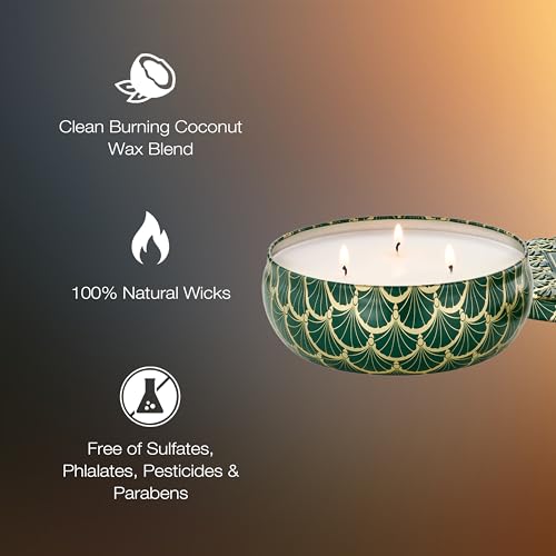 Voluspa Noble Fir Garland, 3 Wick Tin Candle, 12oz, 40 Hour Burn Time, Coconut Wax Candle for The Home, Handcrafted in The USA