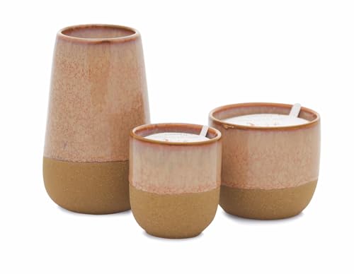 Paddywax Scented Candles Premium Kin Range Candle in Reusable Glazed Ceramic Pot, 99g, Pink Opal + Persimmon