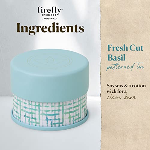 Paddywax Scented Candles Firefly Terrace Collection Soy Wax Candle in Tin, 5-Ounce, Fresh Cut Basil