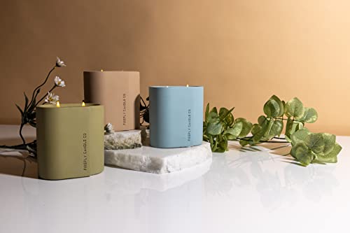 Paddywax Scented Candles Cirque Collection Soy Wax Candle in Oval Concrete Container, 12-Ounce, Peach & Patchouli