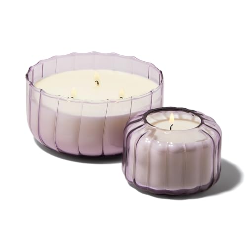 Paddywax Scented Candles Vintage Style Ripple Collection Hand Blown Glass Luxury Artisan Candle, 128g, Lavender - Salted Iris