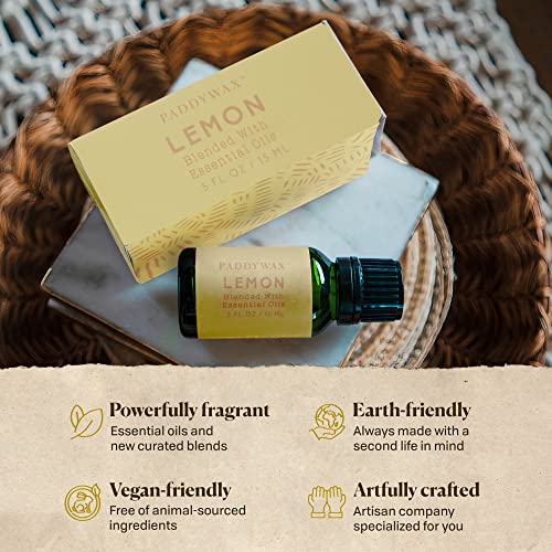 Paddywax Body-Safe Essential Oil for Diffusers, Scented Oil, 0.5 Ounces, Lemon