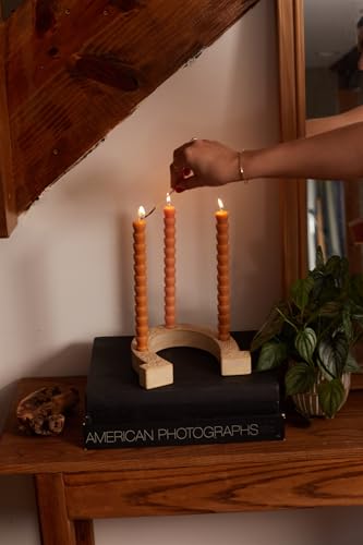 Paddywax Taper Candles Shaped Unscented Dinner Candle Set, 9.8-Inch, Burnt Orange & Peach, 4-Count