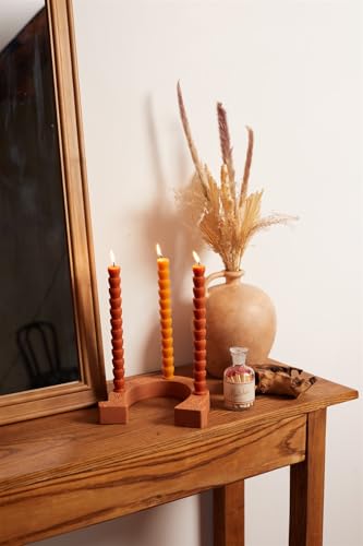 Paddywax Taper Candles Shaped Unscented Dinner Candle Set, 9.8-Inch, Burnt Orange & Peach, 4-Count