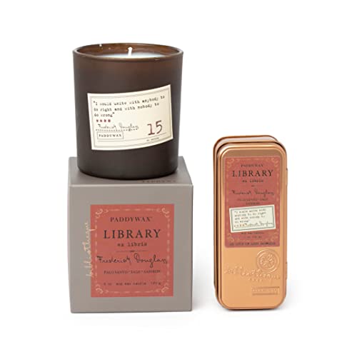 Paddywax Scented Candles Library Frederick Douglass Luxury Artisan Candle, 6.5-Ounce, Palo Santo, Sage & Saffron