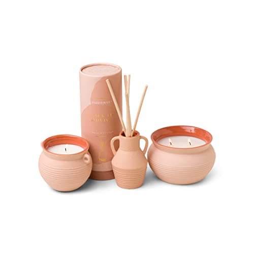 Paddywax Santorini Fig and Olive Ceramic 8.5 oz, Pink/Black