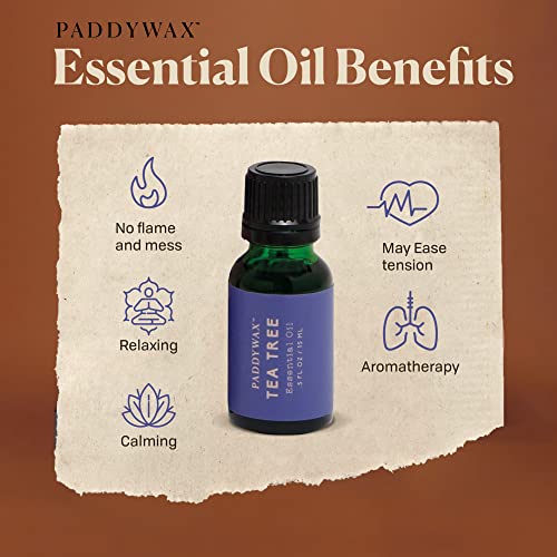 Paddywax Body-Safe Essential Oil for Diffusers, Scented Oil, 0.5 Ounces, Tea Tree