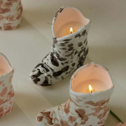 Paddywax Scented Candles Glazed Ceramic Nashville Cowboy Boot Shaped Candle, 170g, Desert Peach
