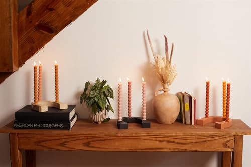 Paddywax Taper Candles Shaped Unscented Dinner Candle Set, 9.8-Inch, Burnt Orange & Peach, 4-Count