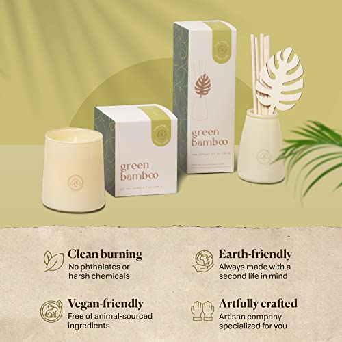 Flourish 6.5 OZ. Ivory Tapered Glass + Gold Firefly Logo in Box Packaging - Green Bamboo