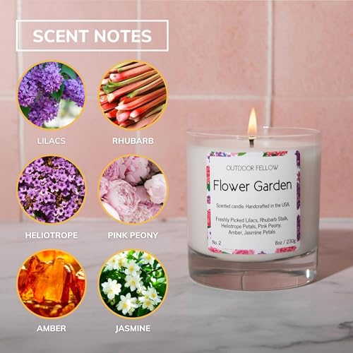 Flower Garden Candle, 8oz, Lilac & Jasmine, 50-Hour Burn Time, Spring Scented Candle, Relaxing Fragrance, Elegant Gift for Any Occasion