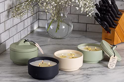 CUCINA 12 OZ SAGE Ceramic Footed Canister Candle - Wild Fern