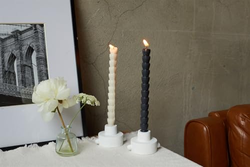 Paddywax Taper Candles Shaped Unscented Dinner Candle Set, 9.8-Inch, Black & White, 4-Count