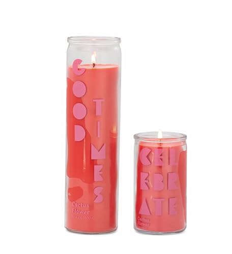 Paddywax Scented Candles Spark Collection Colourful Wax Candle in Clear Glass, 300g, Cactus Flower