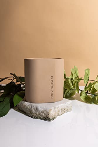 Paddywax Scented Candles Cirque Collection Soy Wax Candle in Oval Concrete Container, 12-Ounce, Peach & Patchouli