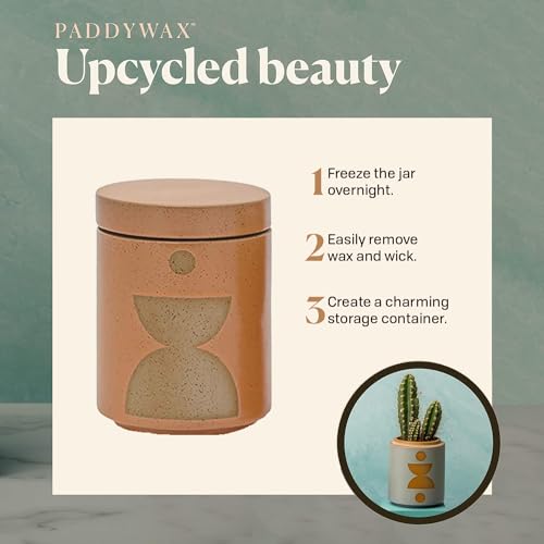 Paddywax Scented Candles Form Collection Artisan Candle in Textured Ceramic Vessel, 12 Ounces, Wild Fig & Vetiver