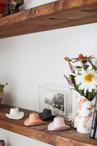 Paddywax Incense Burner Textured Ceramic Cowboy Hat with Incense Sticks, 100-Sticks, White