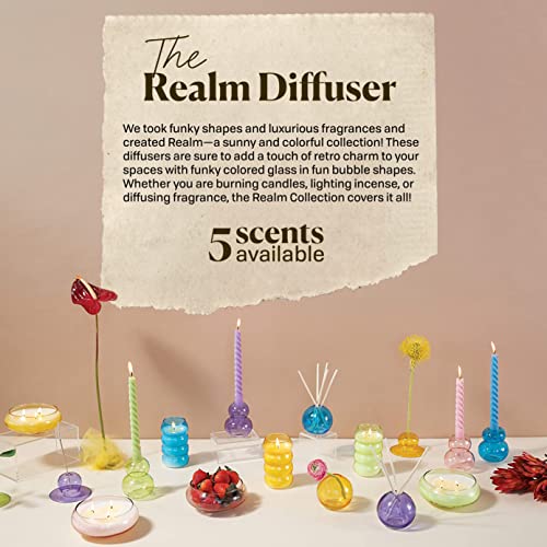 Paddywax Retro Glass Realm Collection Reed Diffuser, 4-Fluid Ounces, Green - Bamboo