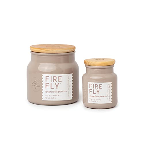 Paddywax Scented Candles Firefly Sol Collection Soy Wax Candle in Glass Jar with Wood Lid, 10-Ounce, Grapefruit Pomelo
